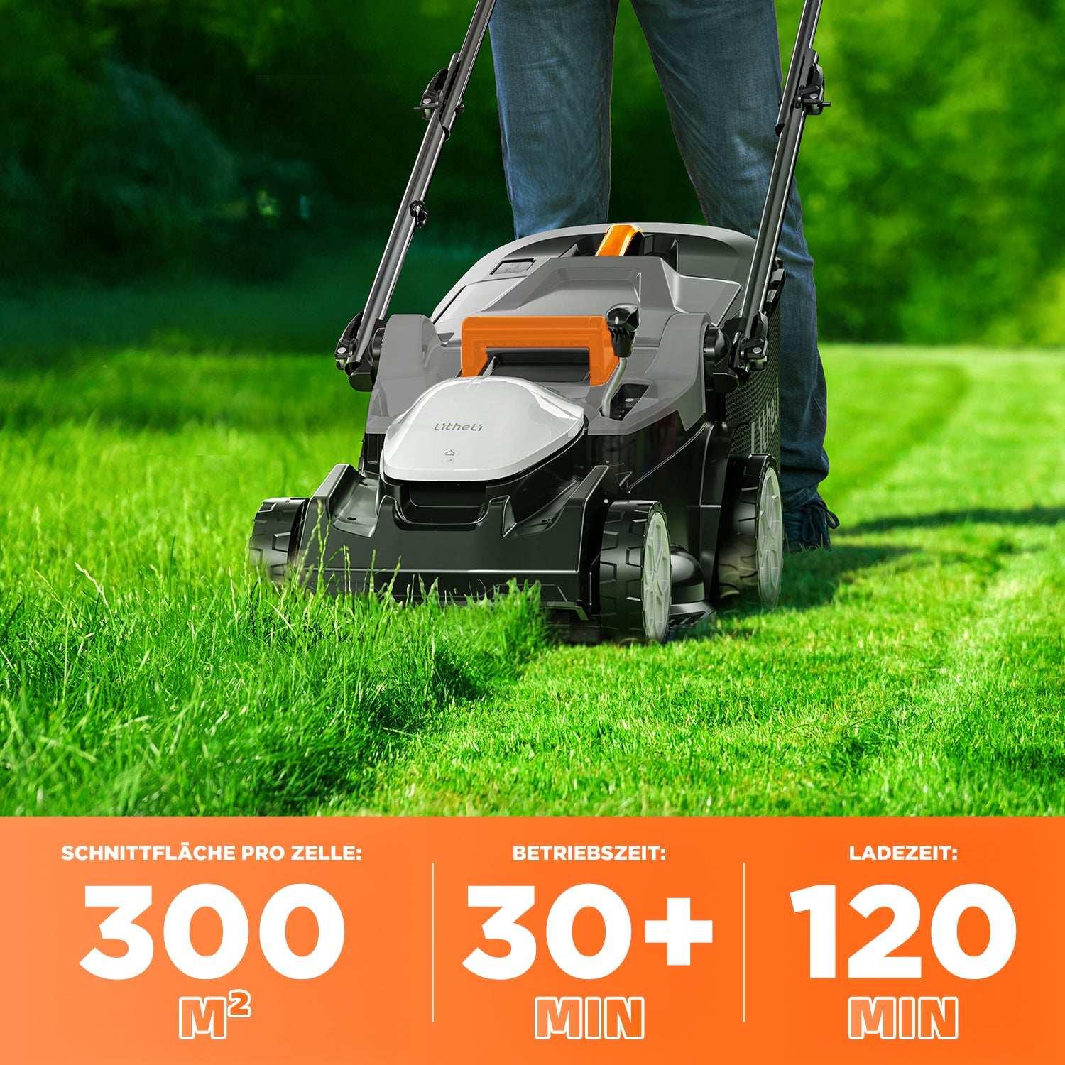 Handy+ U20 2 * 20V 37 cm Draadloze Grasmaaier | Inclusief 2 * 4,0 Ah SE-accu��s | Moeiteloos maaien van gazons tot 300 m2