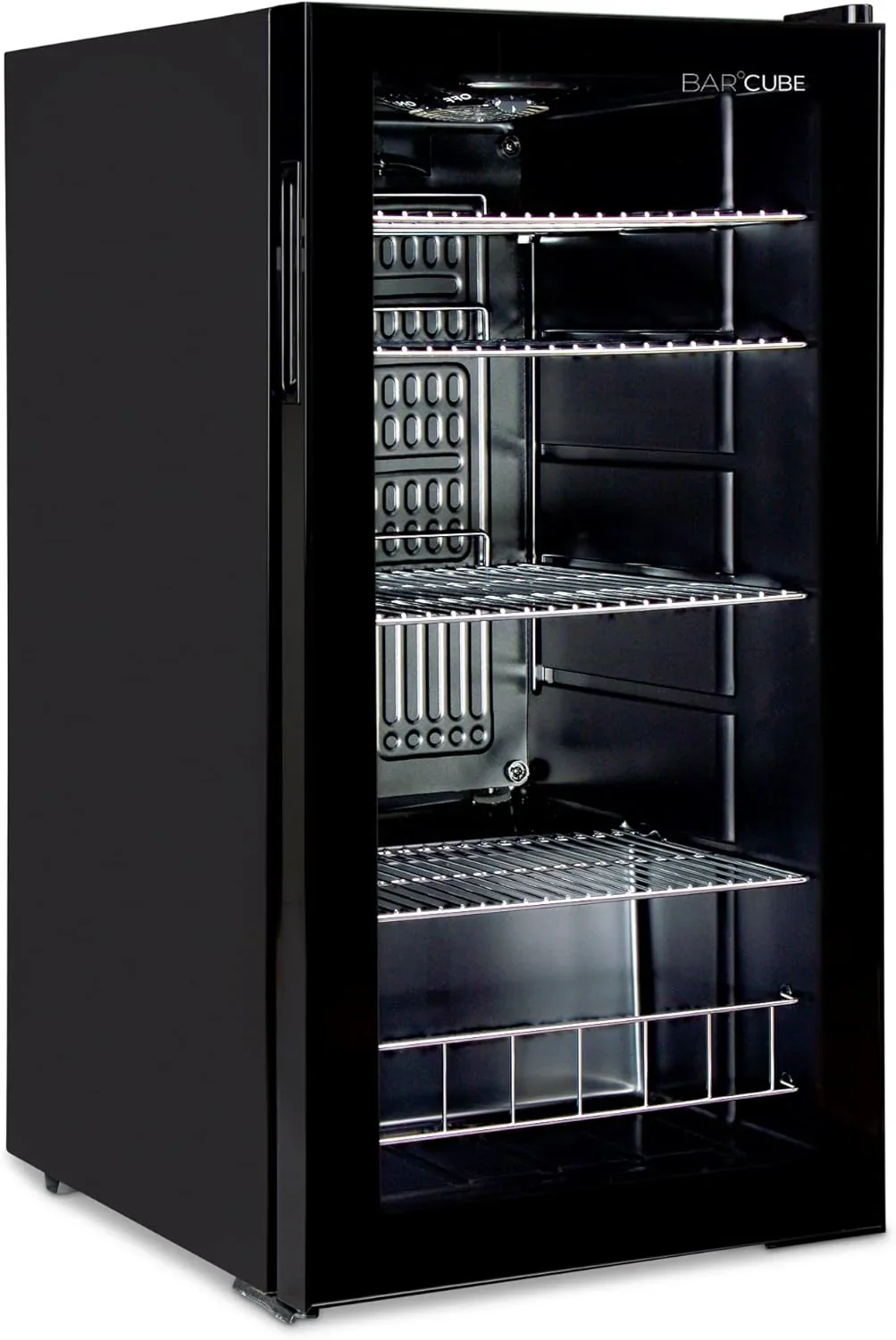 ��CUBES Getr?nkek��hlschrank 90L mit Glast��r & 4 variablen Ablagen | Kompakter Flaschenk��hlschrank, perfekt f��r zu Hause, B��ro, Partys & Gastro | Stilvoller K��hlschrank mit Glast��r, schwarz