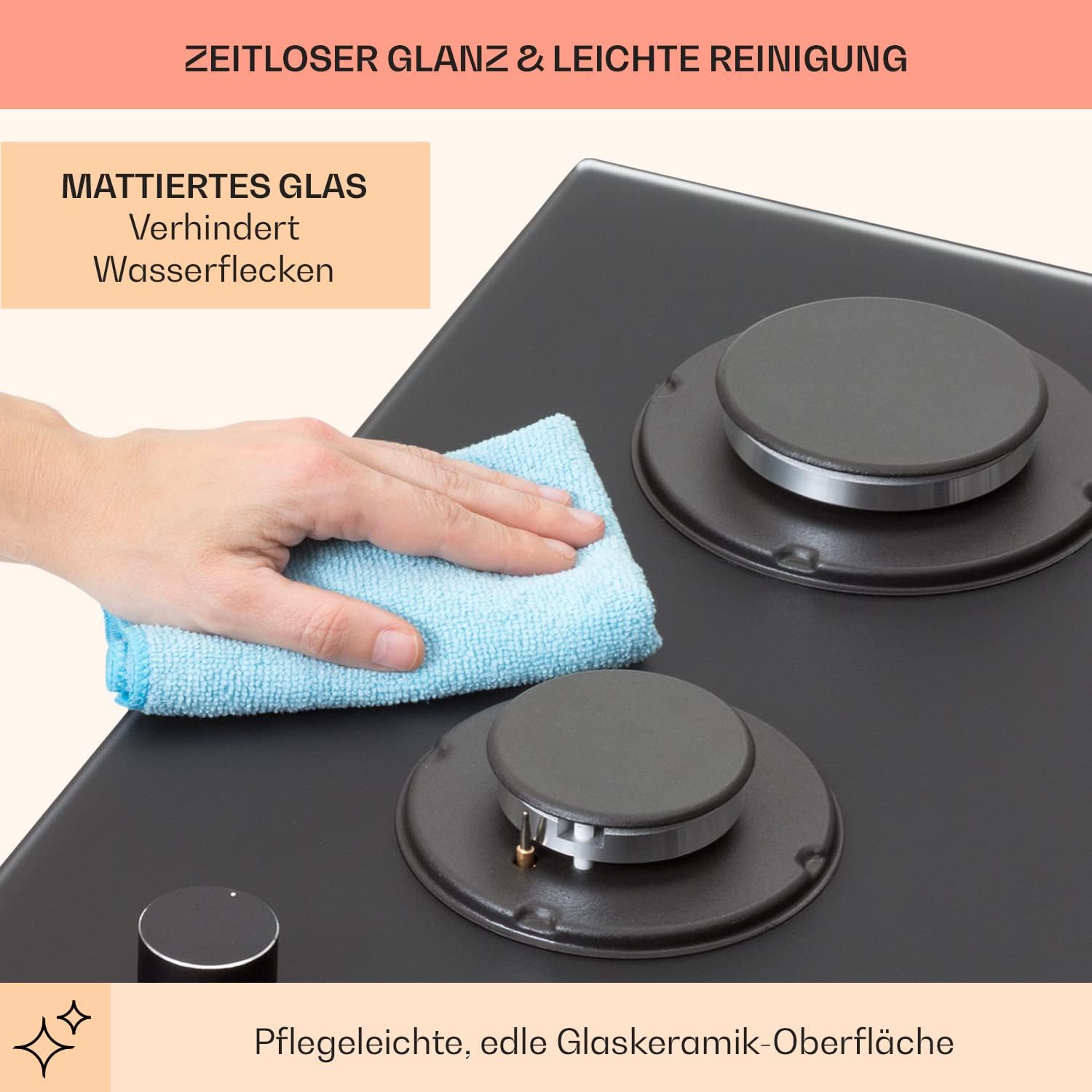 Klarstein Gasherd, Einbau-Gasherd für Propan Gasflasche, Gaskochfeld 4 Flammig, Gasherd für Küche, Camping & Wohnmobil, 8000 W Kochplatte, LPG Gaskocher, Herdplatte für Propangas, Edelstahl Gas-Herd