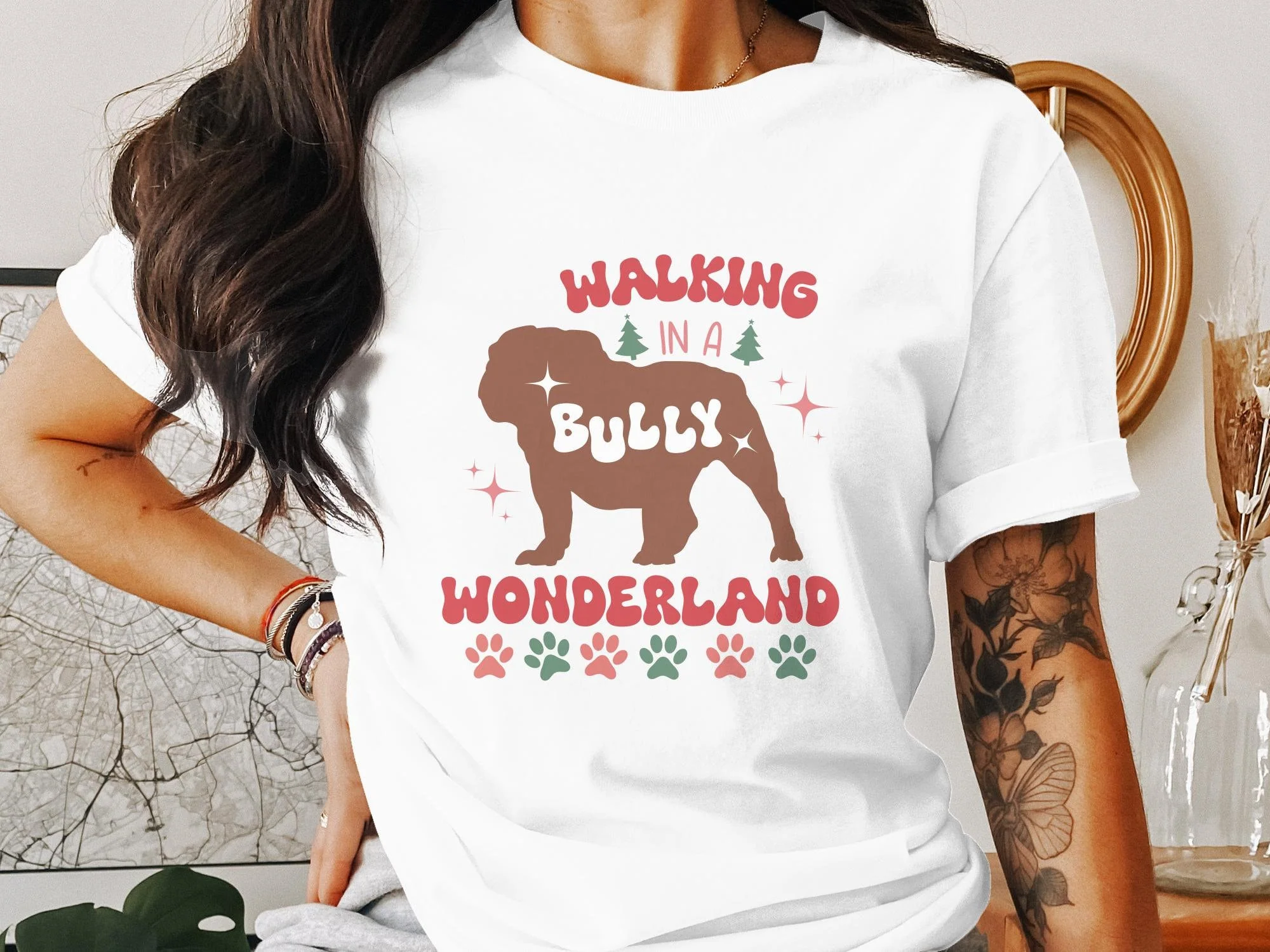 Bulldog Christmas Shirt, Walking in a Bully Wonderland Shirt, Bulldog Christmas Gift