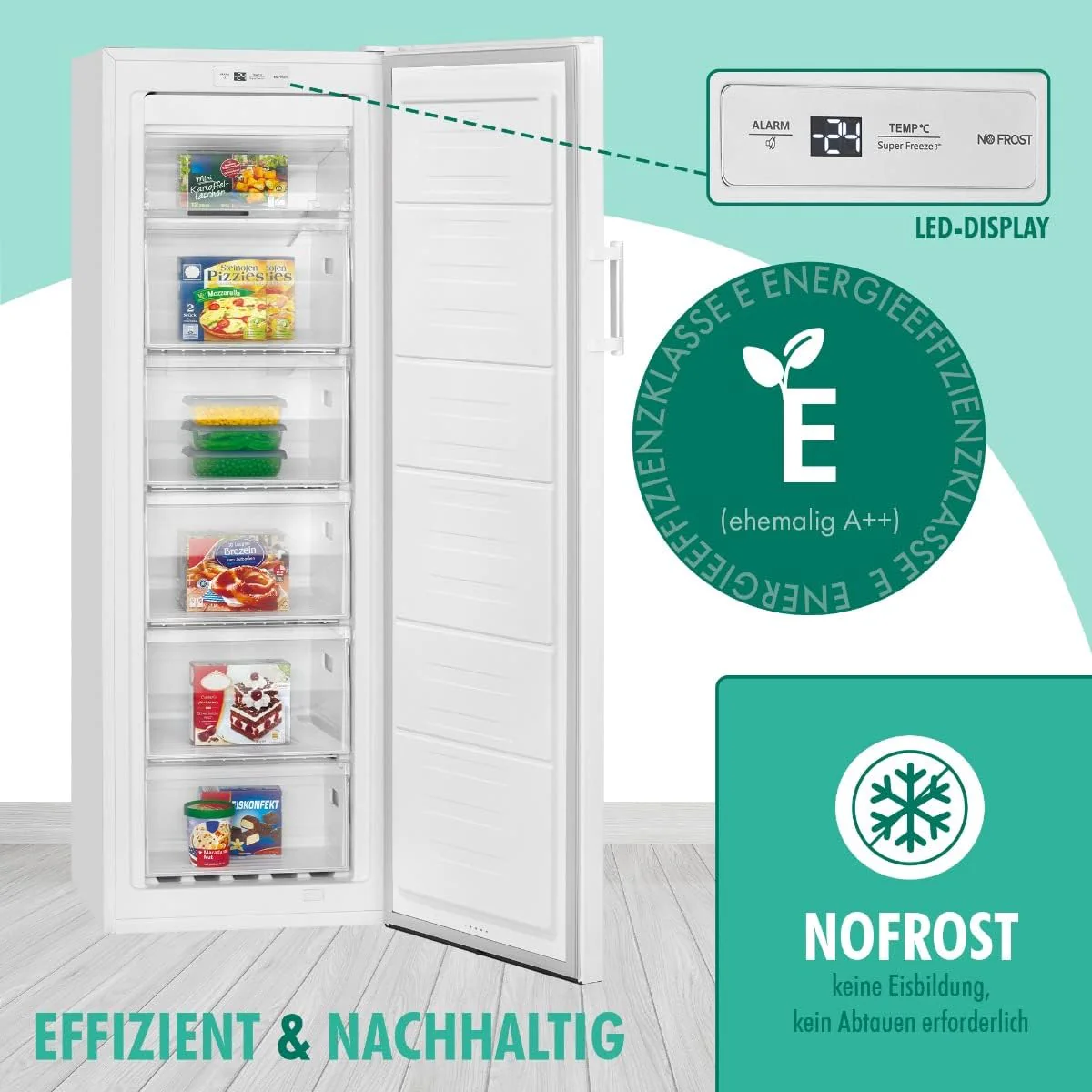 Bomann Gefrierschrank Nofrost freistehender Tiefk��hlschrank 194 Liter Nutzinhalt | No Frost - nie wieder abtauen - Schnellgefrierfunktion u. MultiAirflow-System | T��ranschlag wechselbar | GS 7326.1