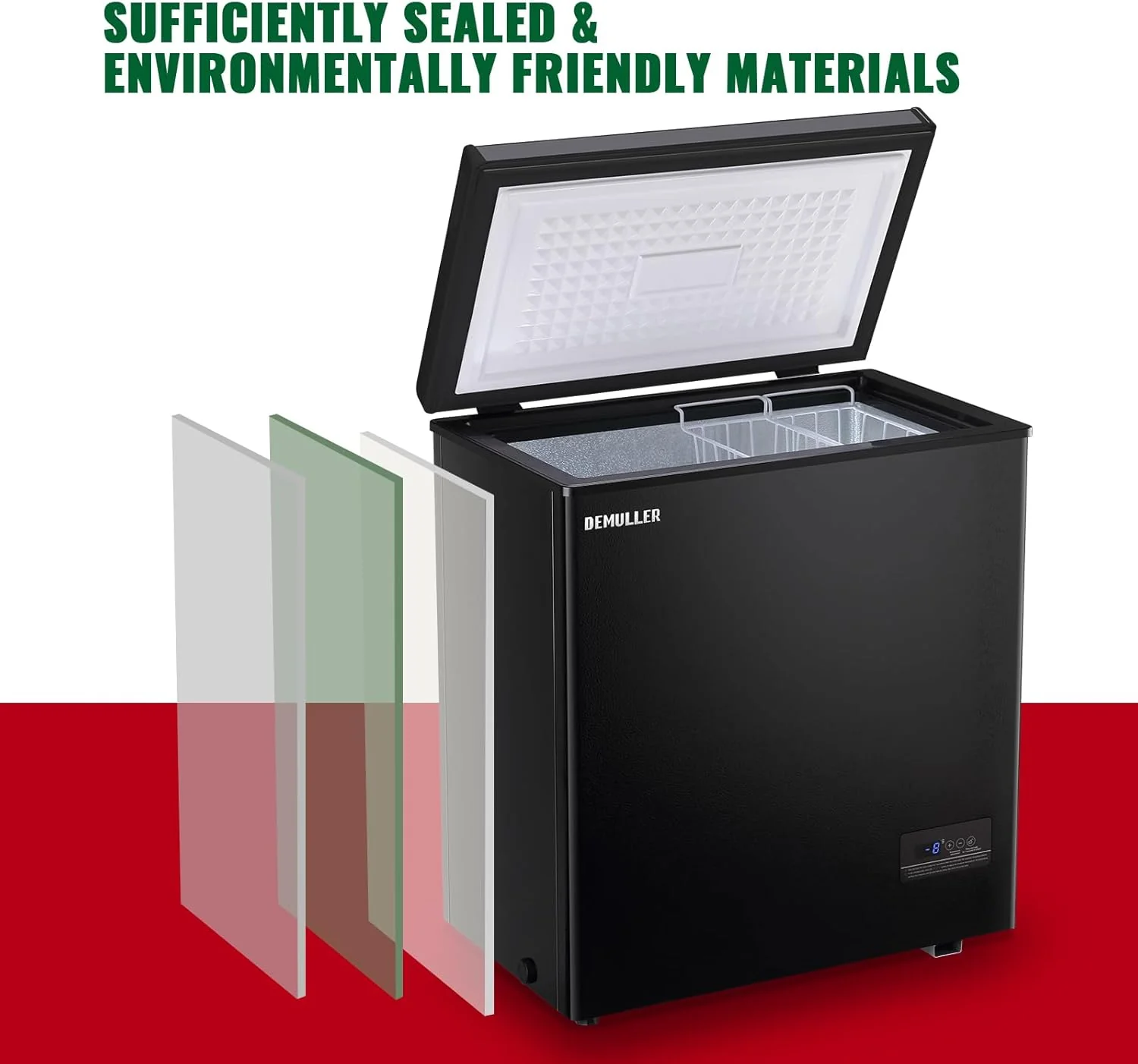Chest Freezer 5.0Cubic Feet Deep Freezer Freestanding Freezers Removable Stainless Steel Basket