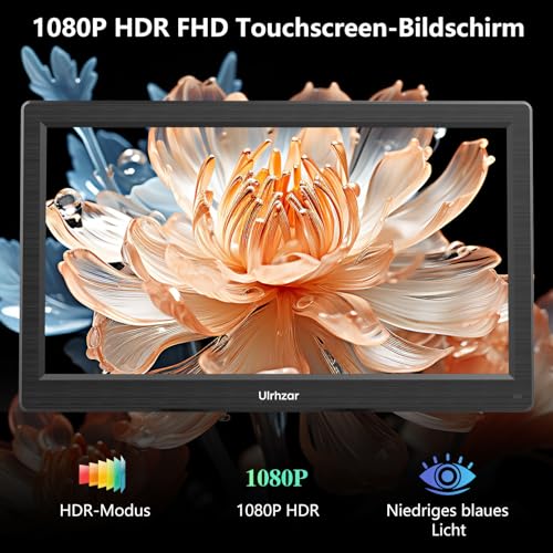 Ulrhzar Schermo touch screen da 15,6 pollici HDR FHD 1080P PC Display 100% sRGB 60Hz VESA, altoparlante integrato HDMI/USB C adatto per laptop, PC, telefoni Mac, PS4/5 Switch LCD : Informatica