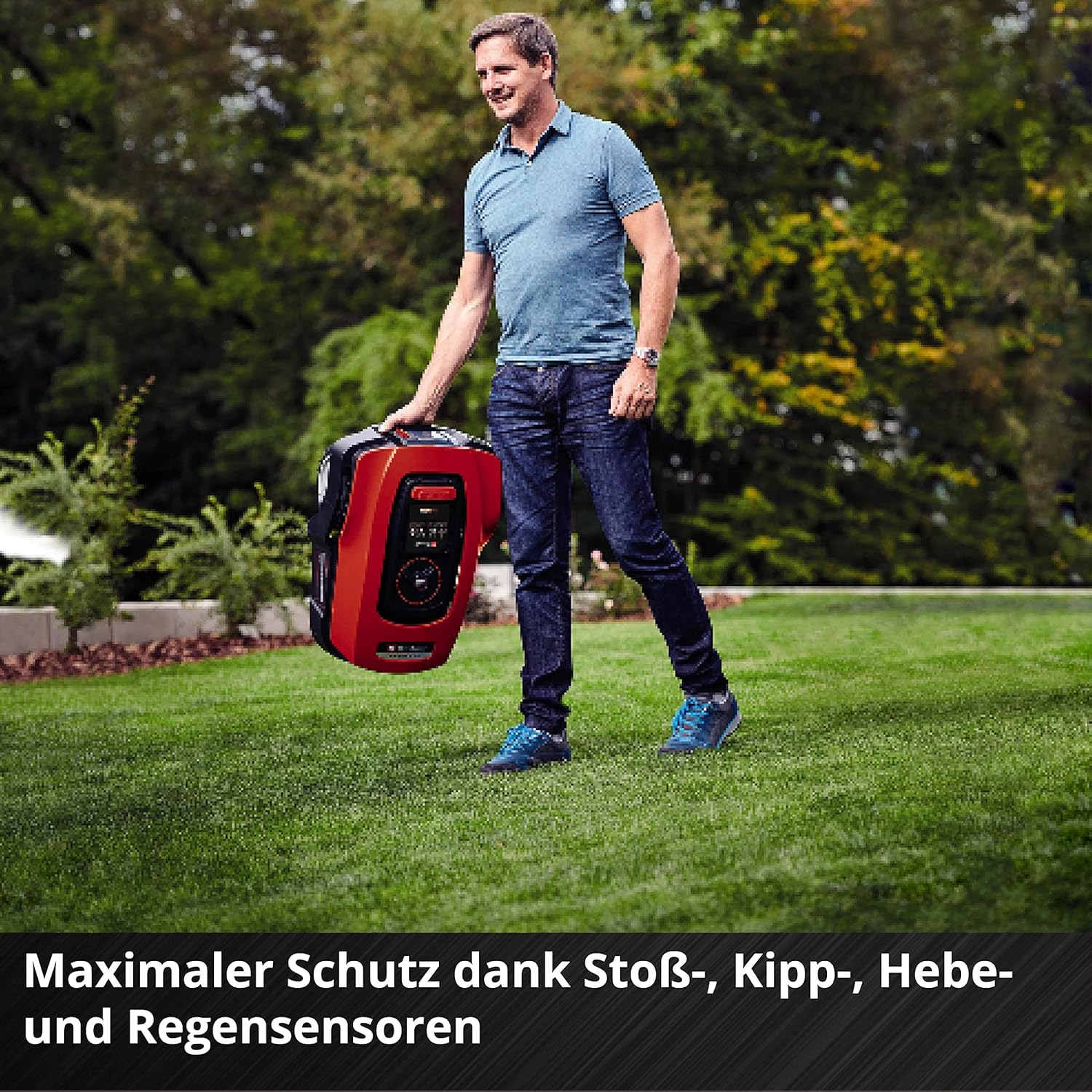 Einhell Mähroboter FREELEXO 1200 LCD BT Power X-Change (Li-Ion, 18 V, Multizonenmäher, Bluetooth App, 18 cm Schnittbreite, inkl. 5,2 Ah Akku, 4 Klemmen, Garage)