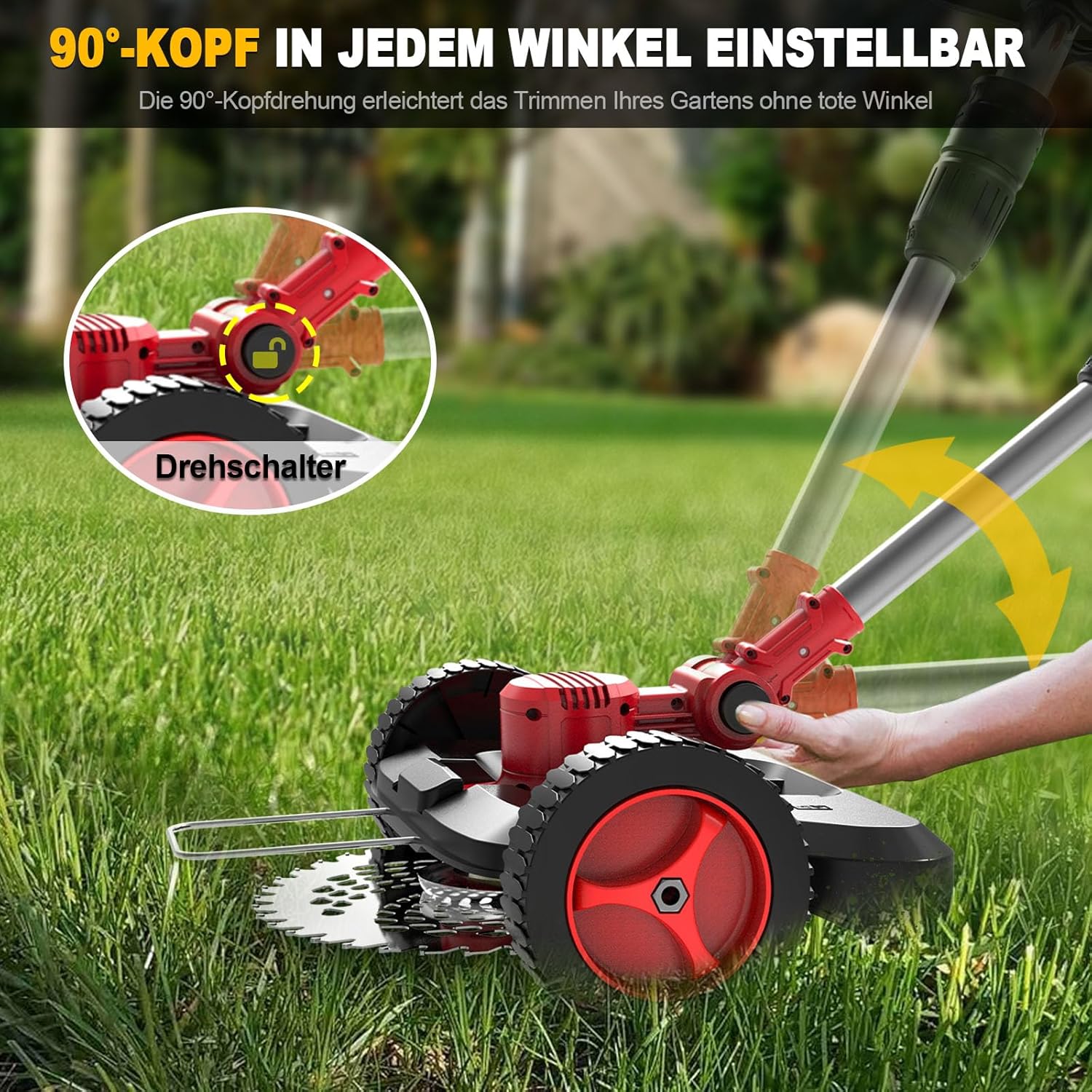 SHJICH Accu grastrimmer, 4-in-1 Multifunctionele accu grastrimmer voor Makita accu, 8000mAh bosmaaier met onkruidborstel, 21V Accu bosmaaier, 100~145cm telescopische steel, voor tuintrimmen
