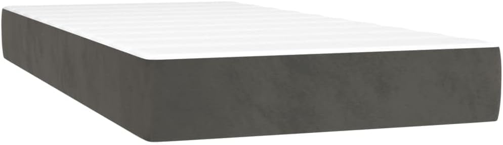 vidaXL Boxspringbett mit Matratze Bett Polsterbett Bettrahmen Bettgestell Lattenrost Einzelbett Hotelbett Schlafzimmerbett Dunkelgrau 90x200cm Samt