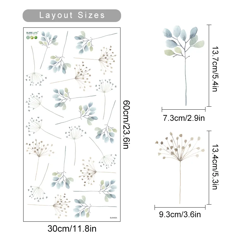 Watercolor Floral Plants Wall Decals for Baby Nursery