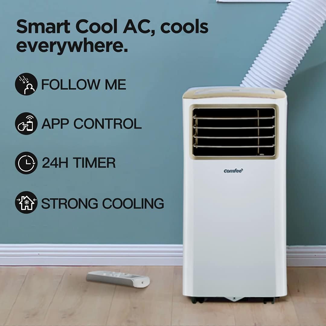 Comfee Mobiles Klimagerät Breezy Cool Pro 2.6,9000 BTU 2,6kW, Kühlen&Ventilieren&Entfeuchten,APP-Steuerung,Raumgröße bis 88m³(33㎡),Mobile Klimaanlage mit Abluftschlauch