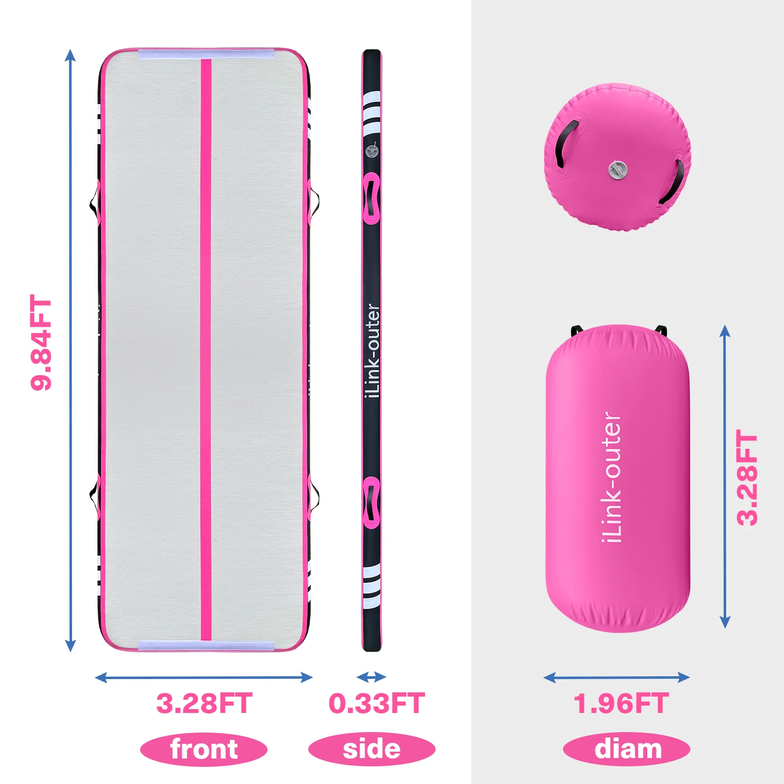 Air Track 10FT Inflatable Gymnastics Mats with Roller Training Mat 4inches With Electric Pump For Home/gym/outdoor