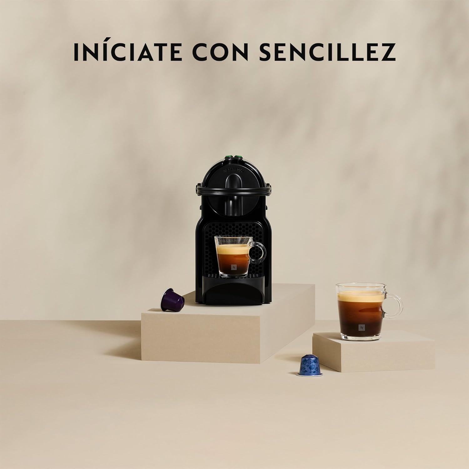 Nespresso De'Longhi Inissia EN80.B - Cafetera monodosis de cápsulas Nespresso, 19 bares, apagado automático, color negro
