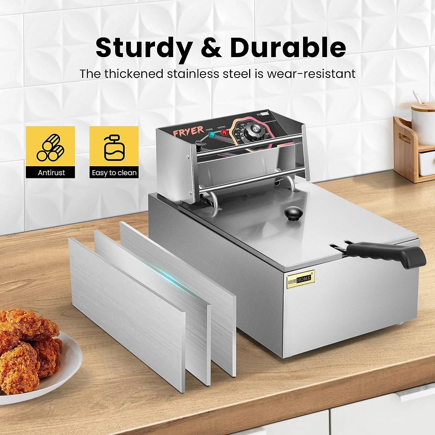 2025 2500W Elektrische Friteuse met Mand �C Snelle Verwarming, Grote Capaciteit en Gemakkelijke Reiniging