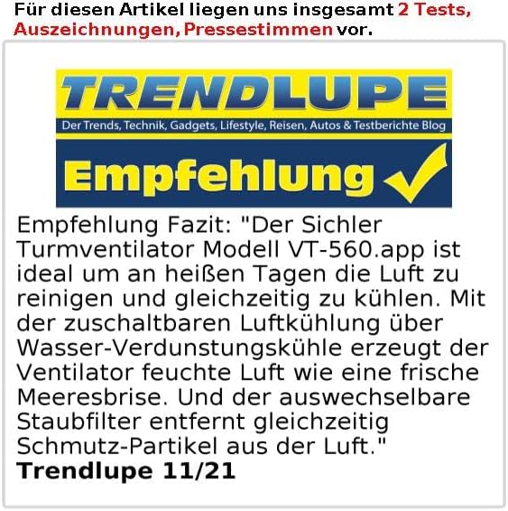 Sichler Haushaltsgeräte Turmluftkühler: 3in1-WLAN-Luftkühler mit App, für Siri, Alexa & Google Assistant, 60 W (Turmventilator mit Luftbefeuchter, Turmventilator mit Fernbedienung)