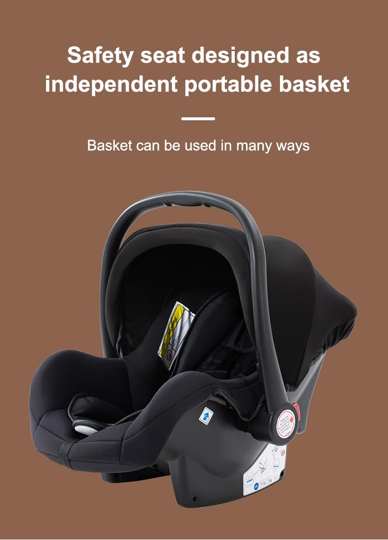 YAZOCO kinderwagen 3 in 1 Buggy Babybett Komplett Set Einem Klick Zusammenklappbarer Kinderwagen, KombiKinderwagen Aluminiumrahmen für Neugeborene (Schwarz)