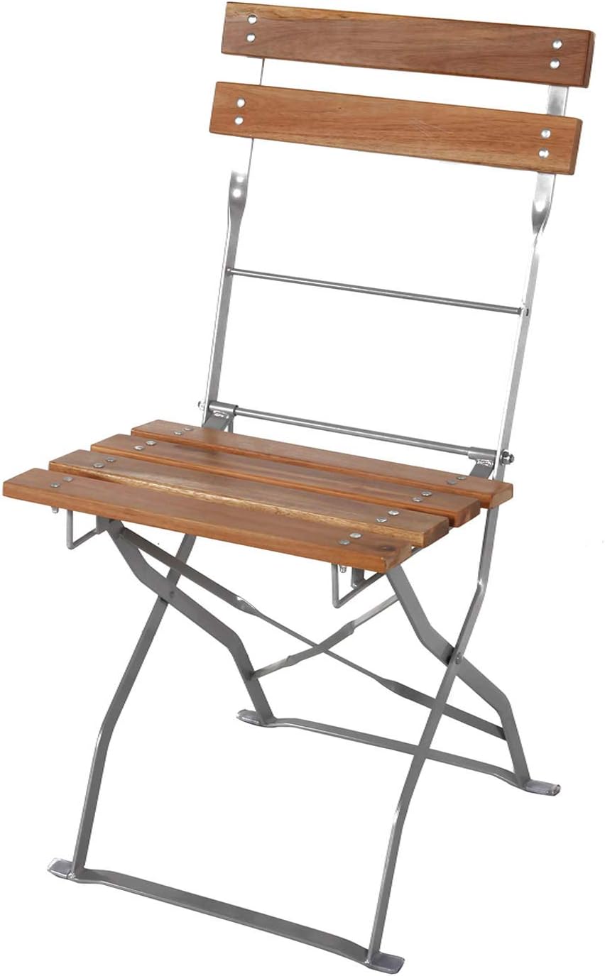 Mojawo Biergarten Set Bistroset Klapptisch + 4 Klappstühle Akazieholz und pulverbeschichteter Stahl 120x60cm