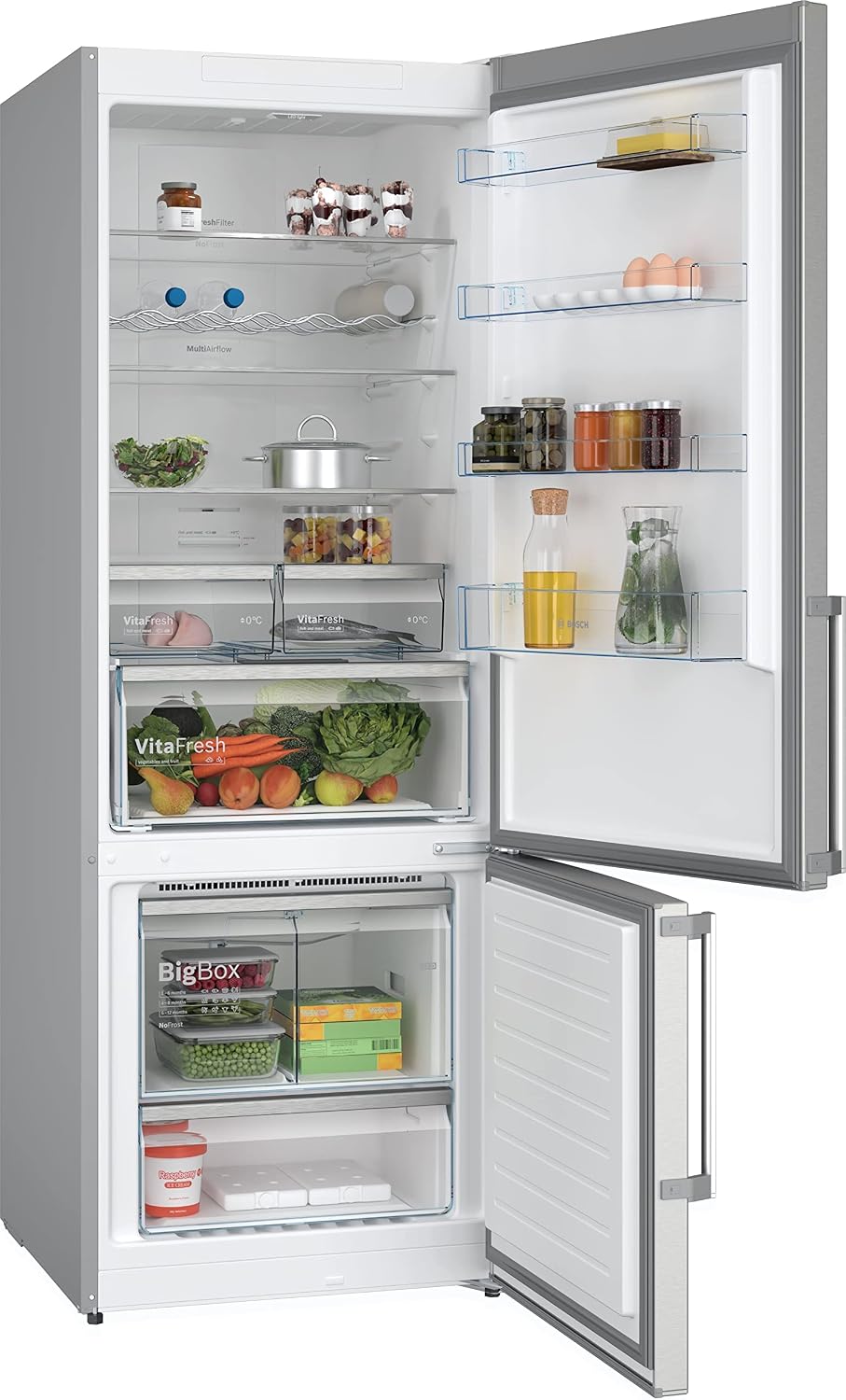 Bosch Serie 4 KGN56XIDR Frigorífico combinado de libre instalación, 193 x 70 x 80, D, 400 l , NoFrost, Acero Inoxidable