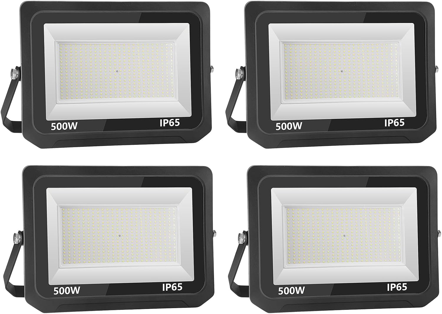 4er 500W LED Strahler Außen, 50000LM Superhell Strahler, 3000K Warmweiß Scheinwerfer Außen, IP65 Wasserfest Fluter Außenstrahler für Sportplatz, Garage,Garten,Hinterhof