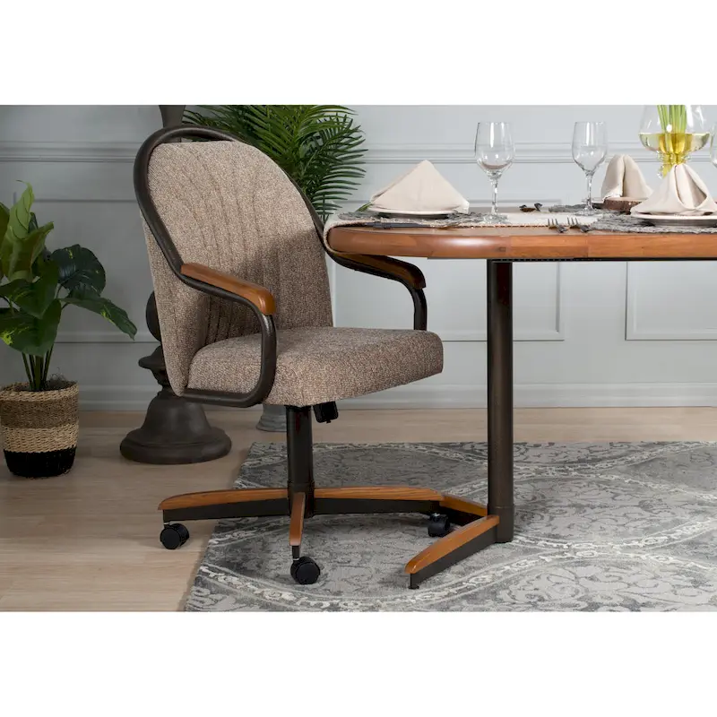 Casual Dining Cushion Swivel-and-Tilt Rolling Caster Chair