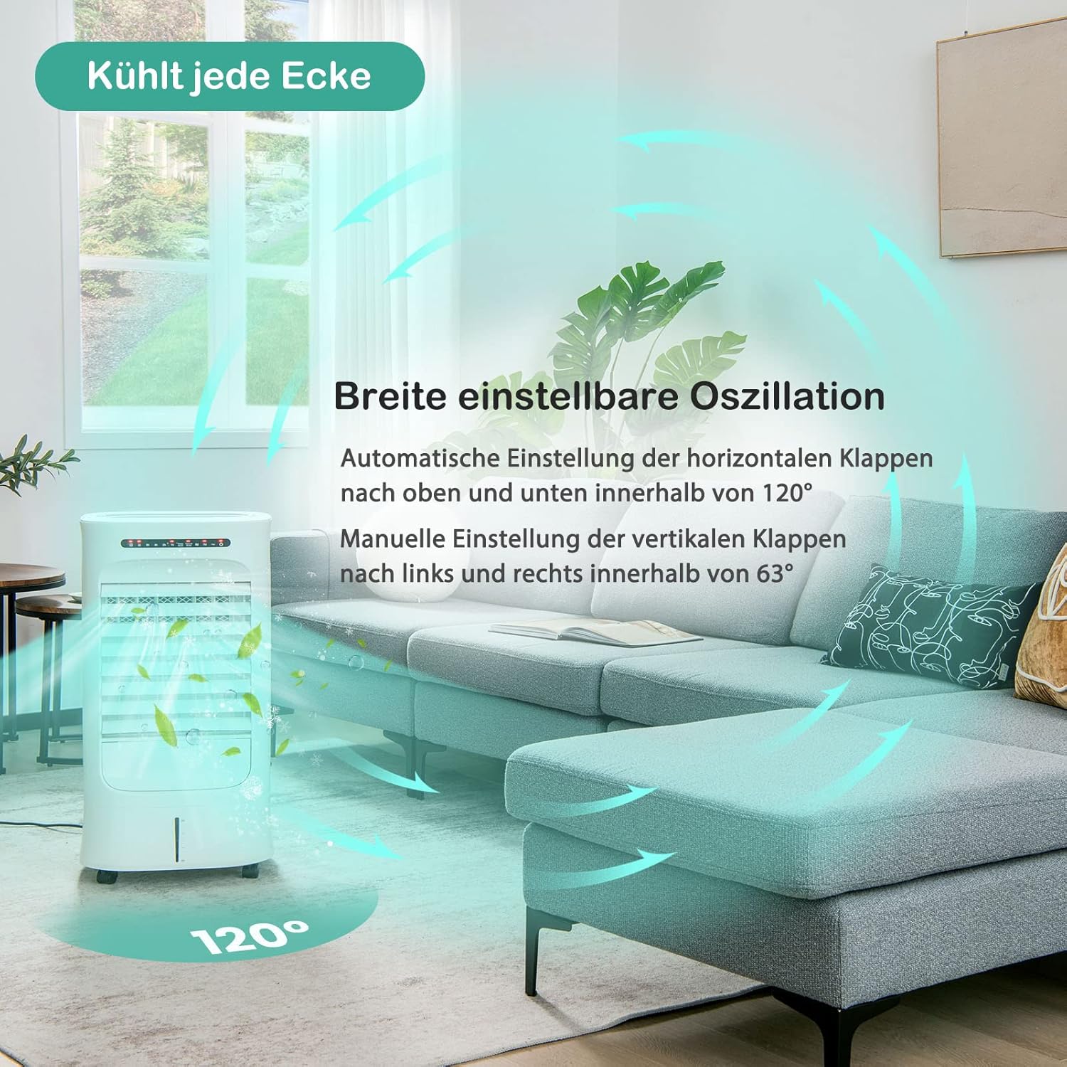 GOPLUS Klimaanlage mobil ohne Abluftschlauch, 15 Std. Timer, 66W, Klimagerät mit 10L Wassertank & 2 Kühlakkus, 3 in 1 Kühlen & Ventilieren & Befeuchten, Luftkühler 3 Gebläsestufen, inkl. Fernbedienung