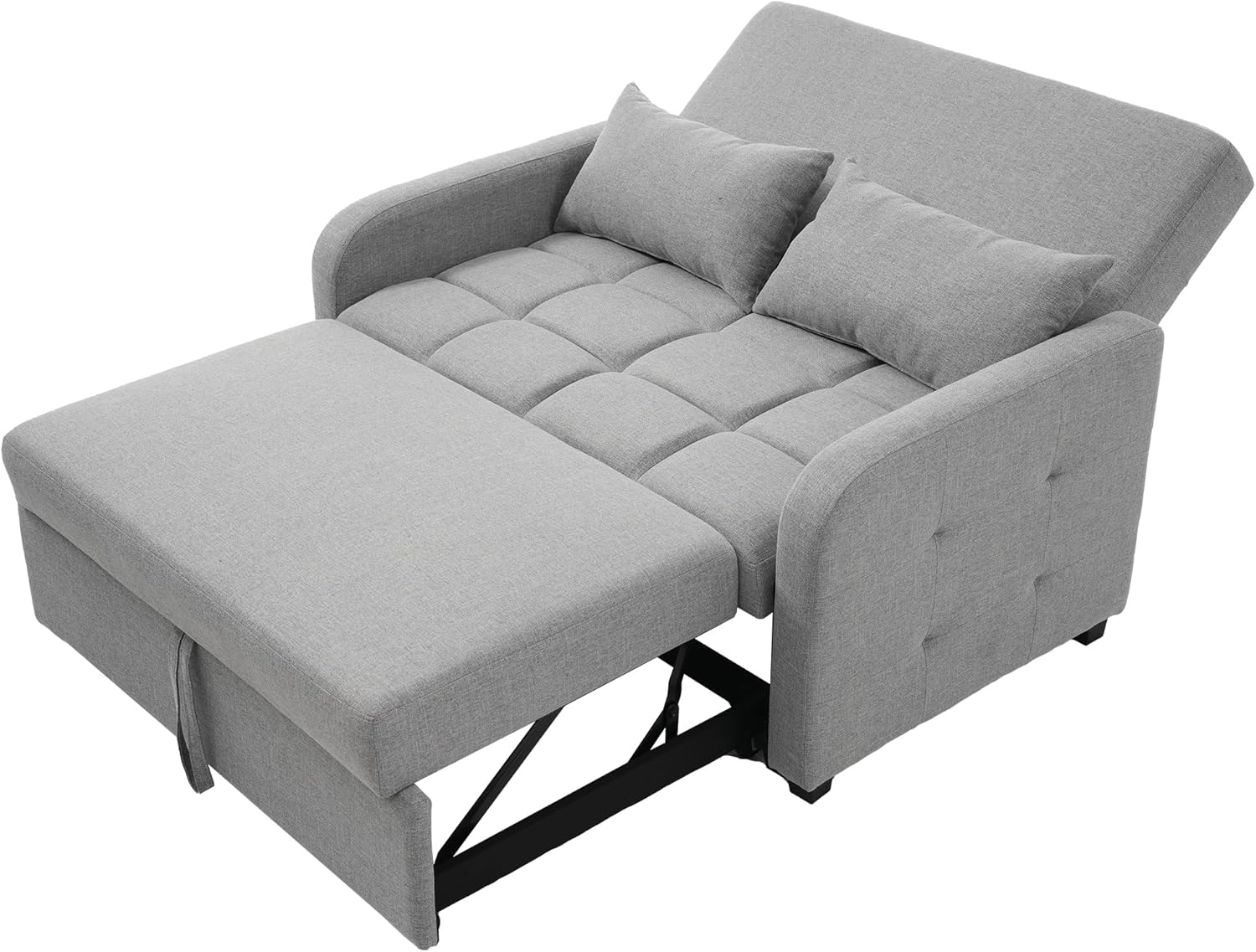 Zweisitzer Sofa mit Schlaffunktion, Verstellbares Rückenteil Sofa, klappsofa mit schlaffunktion, Komfort SofaBett für kleine Wohnungen Studentenwohnheime, 127x75 cm, Dunkelgrau