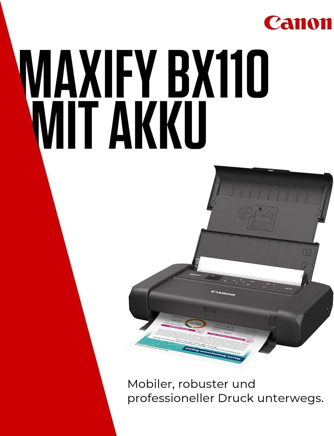 Canon PIXMA TR150 mobiler Drucker mit Akku (WLAN, Cloud, AirPrint, 4.800 DPI x 1.200 DPI, Highspeed USB Typ C, OLED-Display, Tintenstrahldrucker), schwarz