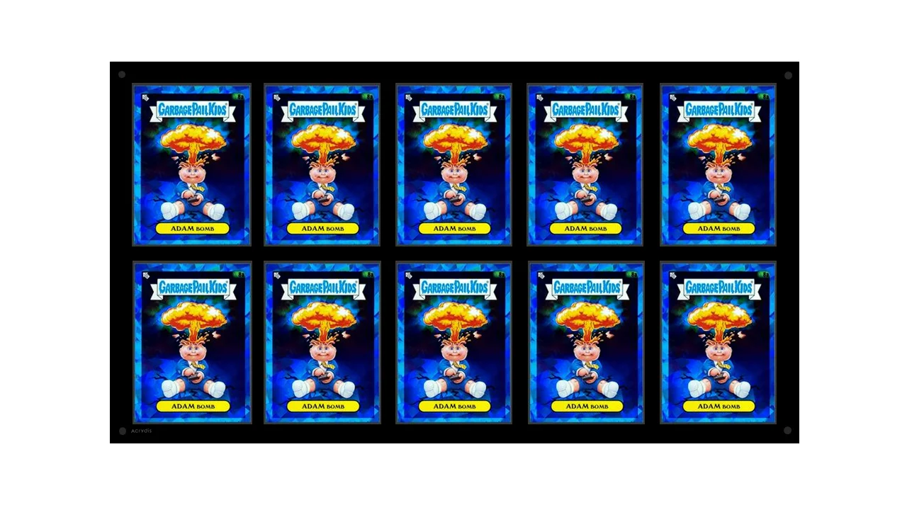 Acrylic Frame With Black Magnets For 10 (2x5) Standard Size Cards. UV Resistant. Corner Protection. For Sleeved Cards up to 66x91mm.