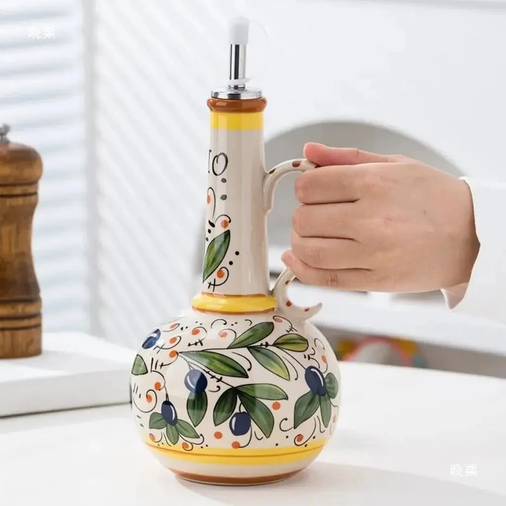 Toskanische Keramikflasche f��r Oliven?l & Essig