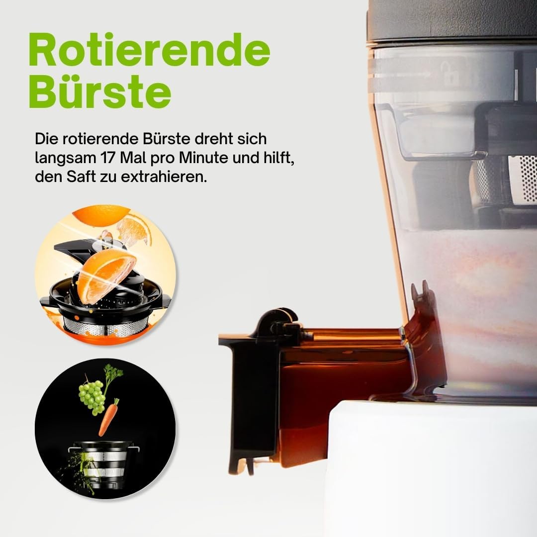HUROM | Entsafter Gemüse und Obst | Slow Juicer | H320N | Elektrische Kaltpresse | Ruhiger Motor | Leicht zu Reinigen | mit groem Behlter und Siebfilter 2L | 200 Watt | BPA Frei | Schwarz