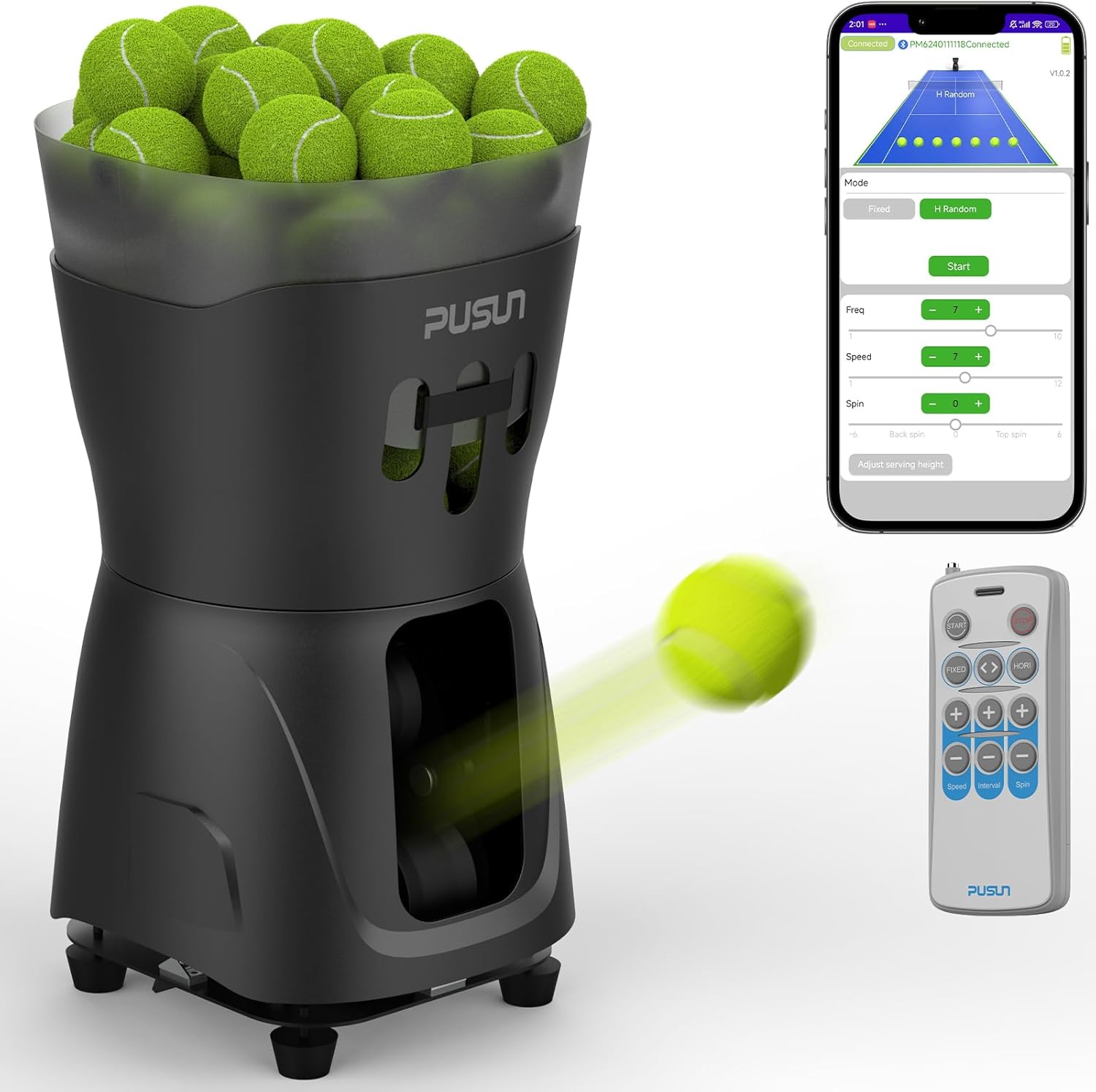 PT-MINIPro Tragbare Tennisballmaschine - Leichte Indoor-Tennismaschine mit APP-Steuerung, 65-Ball-Kapazität & Lehrsystem, Intelligenter Tennistrainer für Schulen (3-5 Stunden Akku)