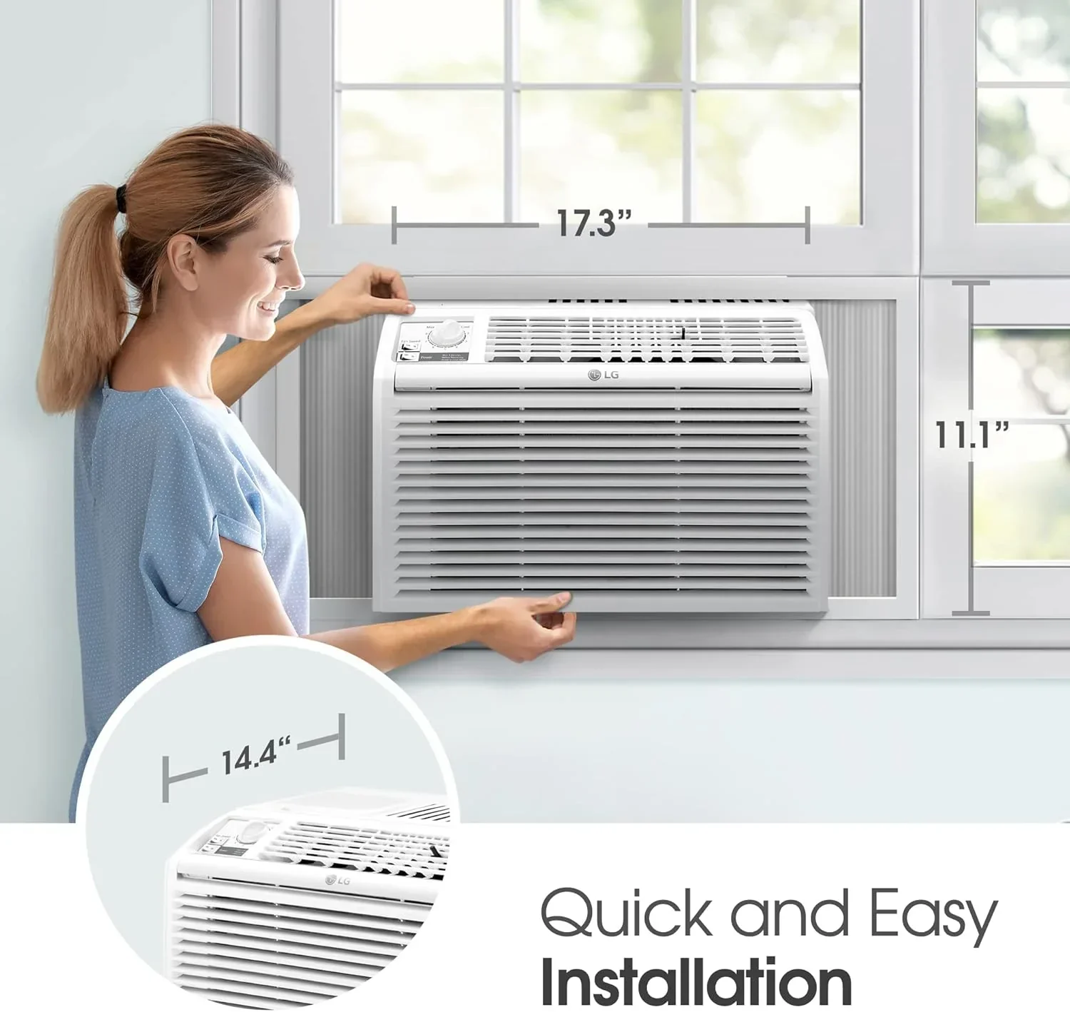 LG 5000 BTU Window Air Conditioners Easy Mechanical Control Ultra-Quiet Compact-size Cools Filter