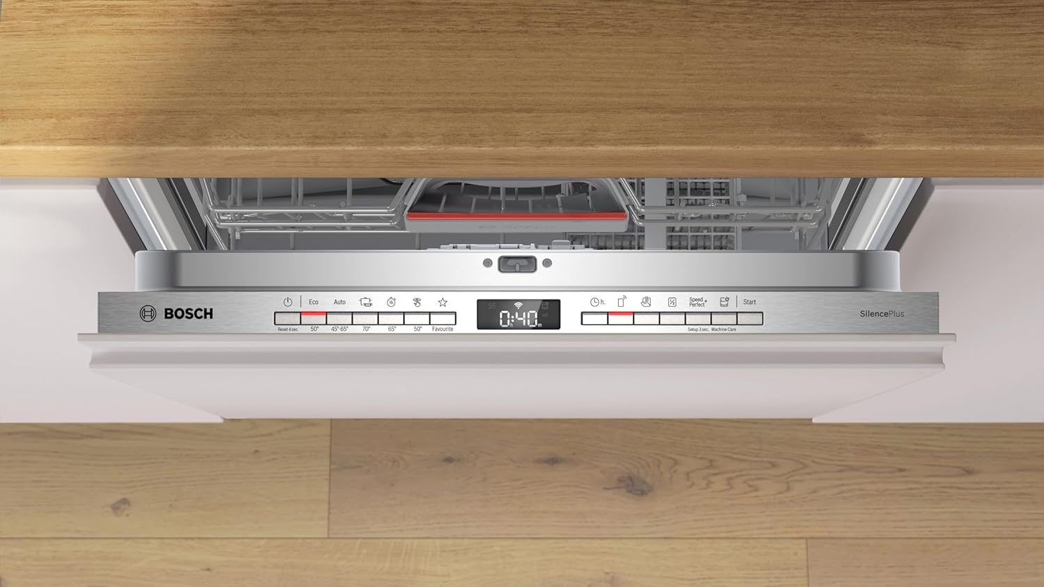 Bosch SMU4ETS08E, Serie 4, Smarter Unterbau-Geschirrspüler 60 cm, Besteckkorb, Spülmaschine mit Programmassistent, besonders Leise, höhenverstellbarer Oberkorb, Automatische Türöffnung, Edelstahl