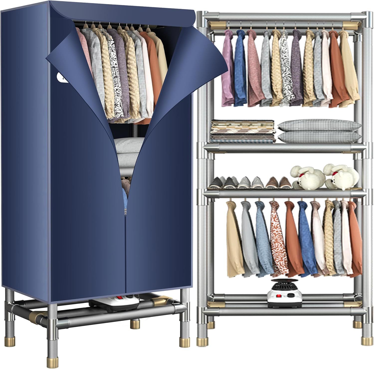 High-Capacity 2300W Portable Clothes Dryer with Steel Frame for Home & RV Use