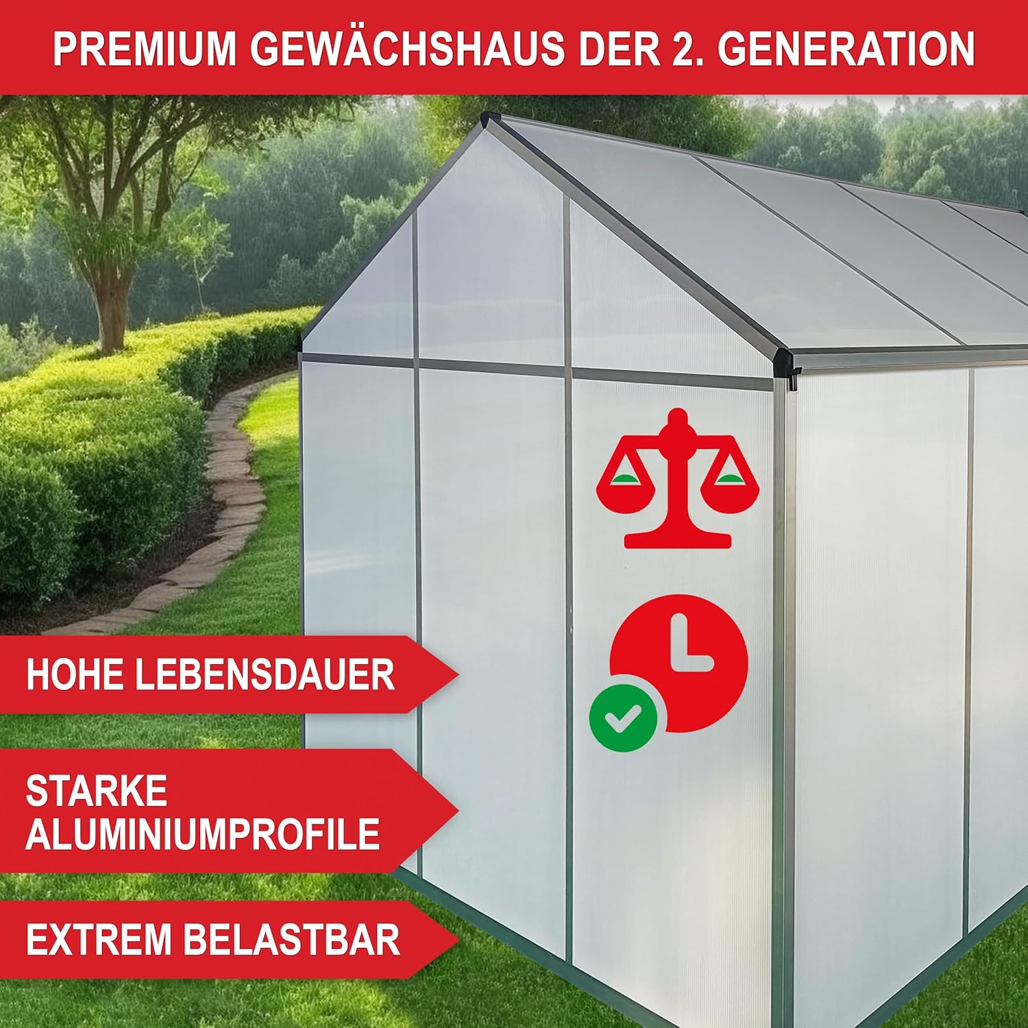 ONBEST stabiles Aluminium Gewächshaus mit Dachfenster – Garten Frühbeet ideal für die Anzucht von Tomaten Blumen – vielseitig nutzbar als Treibhaus, Tomatengewächshaus Pflanzenhaus (M)