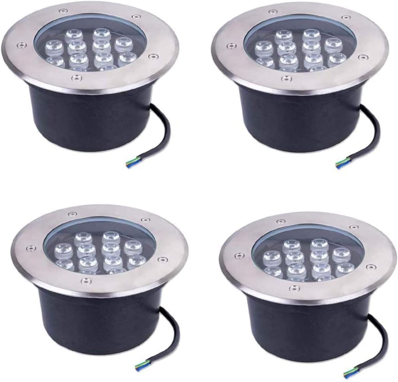 Wasserdichte IP67-LED-Bodeneinbauleuchten for den Außenbereich, AC85-265V, Landschaftsbeleuchtung for Wege, Gärten, Höfe, Terrassen und Plätze, 4er-Pack(Warm White 3000k,12W)