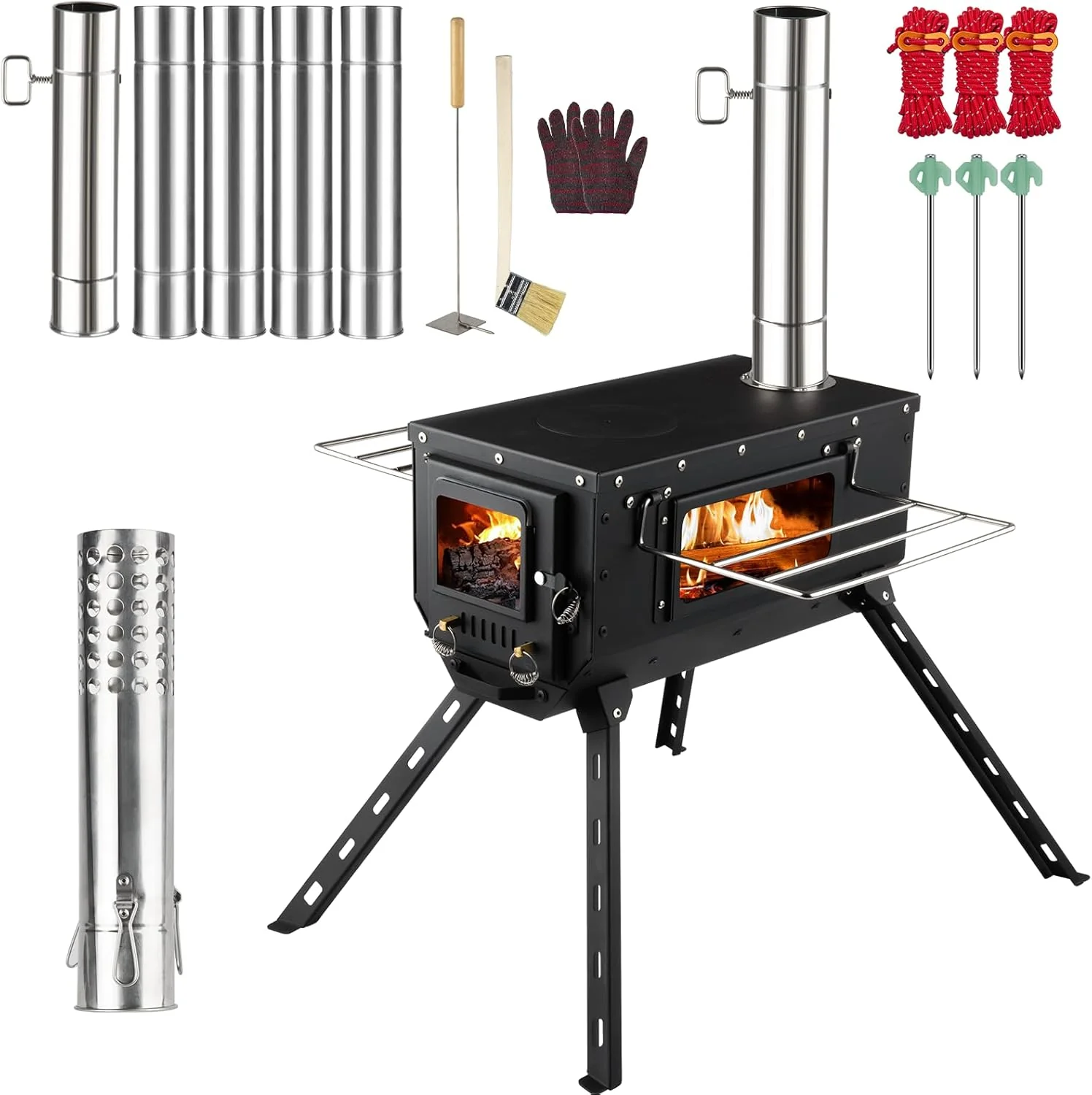 Hot Tent Stove Wood Stove. Small Wood Stove for Outdoor Heating and Cooking. Ice Fishing. Hunting
