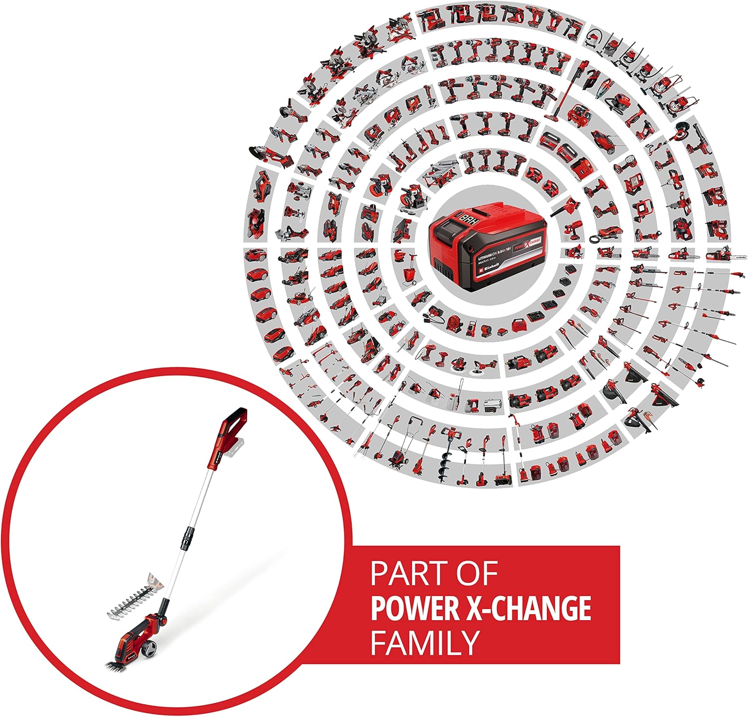 Einhell Akku-Gras- und Strauchschere GE-CG 18/100 Li-Solo Power X-Change (Li-Ion, 18 V, Schnittbreite Grasscherenmesser 100 mm, Strauchscherenmesser 200 mm, ohne Akku und Ladegert)