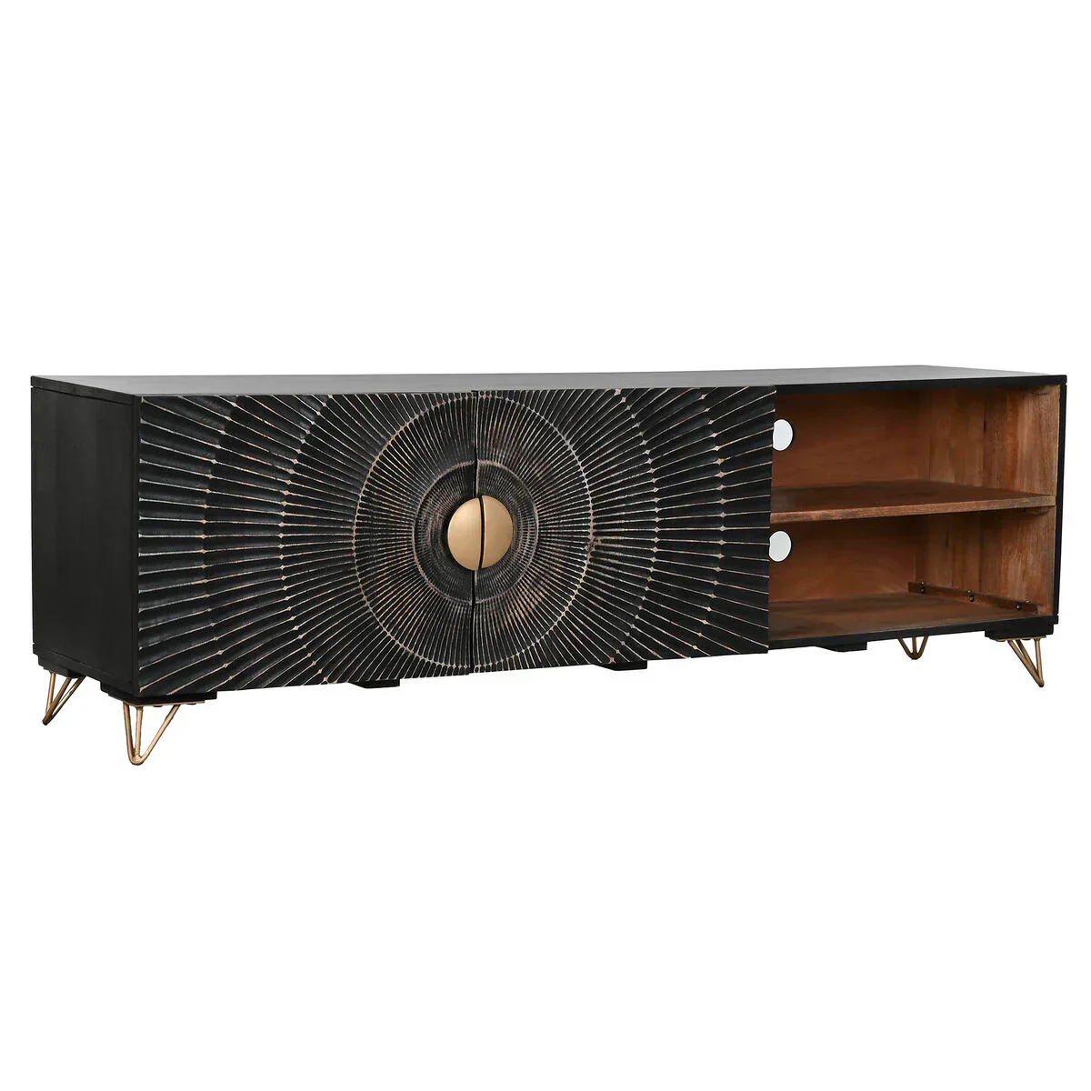 TV-möbler Home ESPRIT Svart Metall Mangoträ 160 x 40 x 50 cm