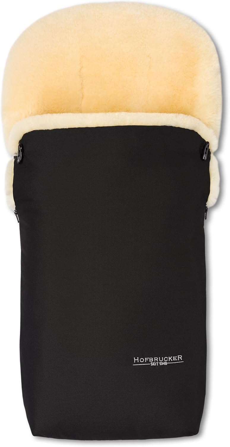 Hofbrucker Lammfell-Fußsack Putzi Kinderwagen, Buggy/Winterfußsack wind- & wasserabweisend/Warmer Fußsack Oberteil abnehmbar/echtes Lammfell/Made in Germany