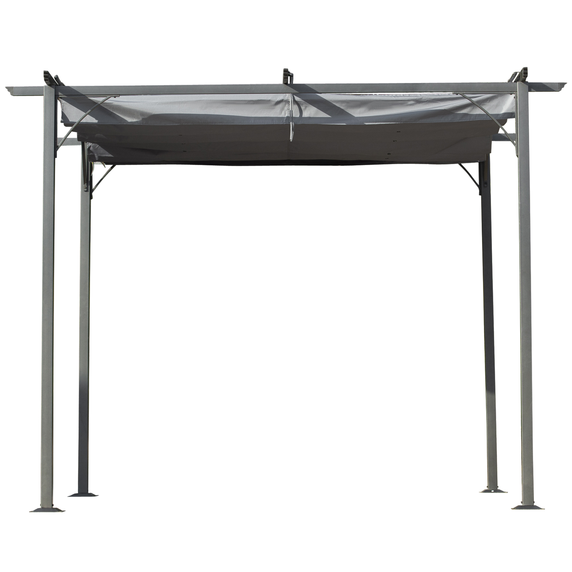 pergola met schuifdak Zwart+Grijs 3m x 3m