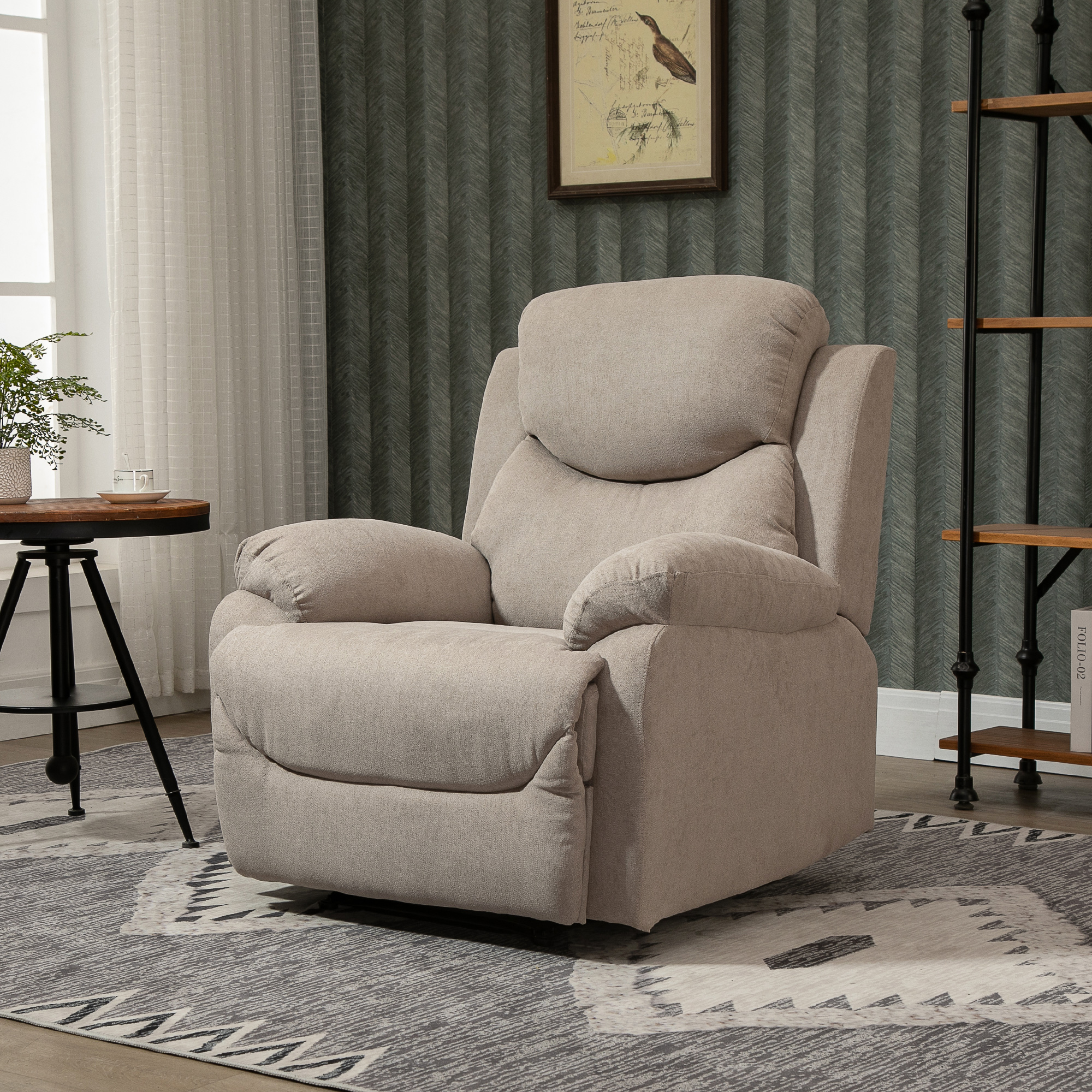 relaxfauteuil enkele sofa ligbed kantelbaar 150 ° TV-fauteuil linnen beige 97 x 96 x 105,5 cm