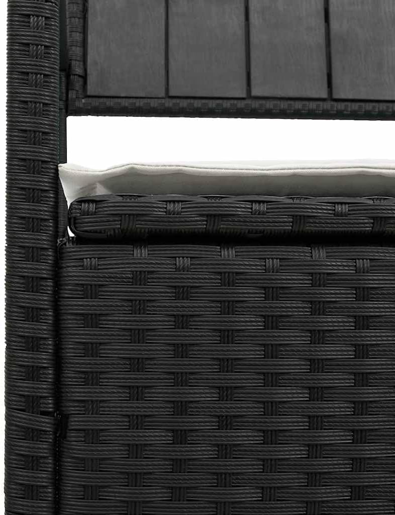 vidaXL Gartenbank mit Stauraum und Kissen Schwarz Poly Rattan, Gartenbank, Parkbank, Outdoor-Bank, Sitzbank, Terrassenbank, Außenbank, Gartenmöbel