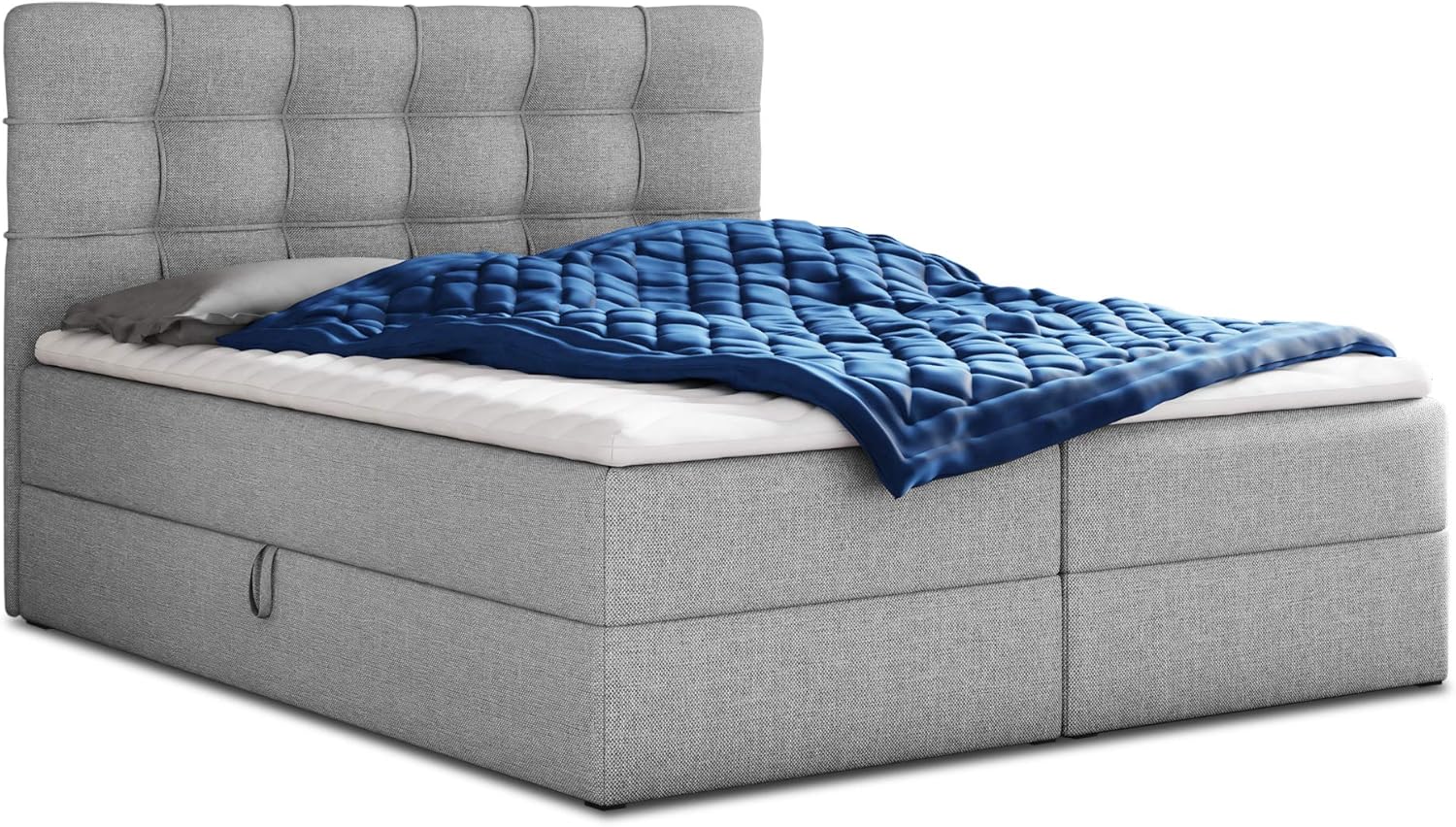 Sofnet Boxspringbett Best mit 2 Bettkästen, Doppelbett mit Bonell-Matratze und Topper, Polsterbett, Bett, Bettgestell, Stilvoll, Schlafzimmer (Grau (Inari 91), 140 x 200 cm)