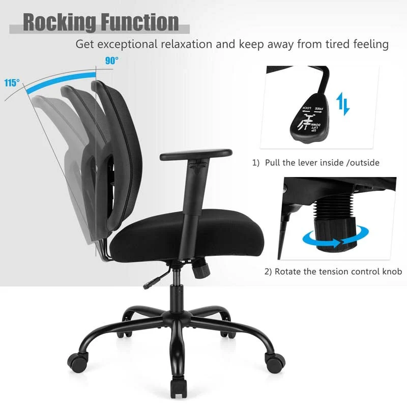 400 Lbs Mesh Big Amp Tall Office Chair Ergonomic Executive Chair Rolling Swivel Computer Task Chair - Comfortable And Ergonomic Design