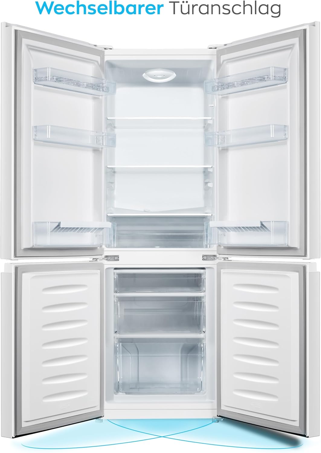 Heinrichs Fridge Freezer Combination 175 Litres, Cooling Volume 122 L, Freezer 53 L, LED Interior Lighting, Fridge Door Hinge, Changeable, Quiet 39 dB, Large Freezer Boxes, 7 Temperature Levels, inox
