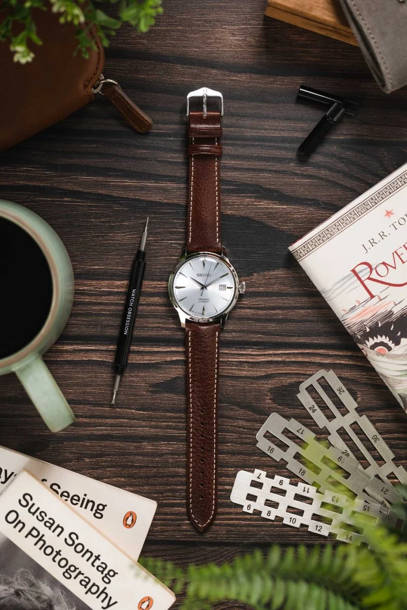 Hirsch BOSTON NQR Brown Buffalo Calfskin Leather Watch Strap