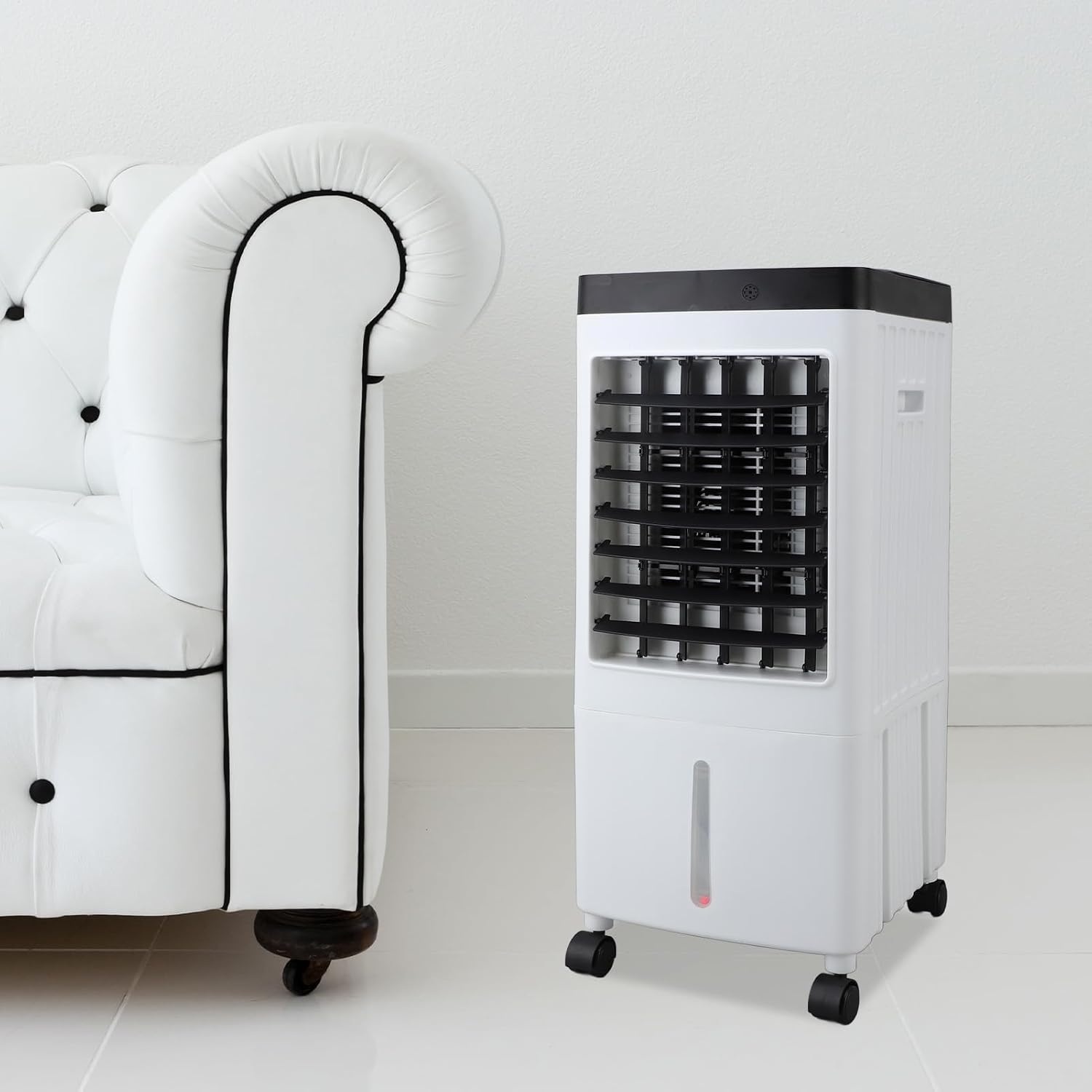 Tragbarer Verdunstungsluftkühler mit Fernbedienung, 3 Geschwindigkeitsstufen, Energiesparender Verdunstungskühler mit Fernbedienung für das Homeoffice (EU-Stecker 220 V)