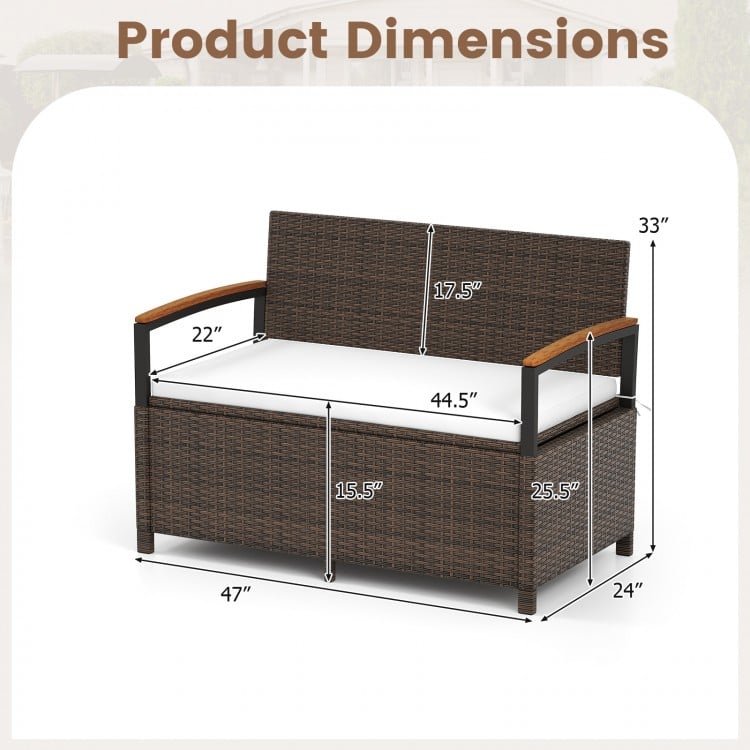 Outdoor Storage Bench Deck Box Patio Furniture with Cushion