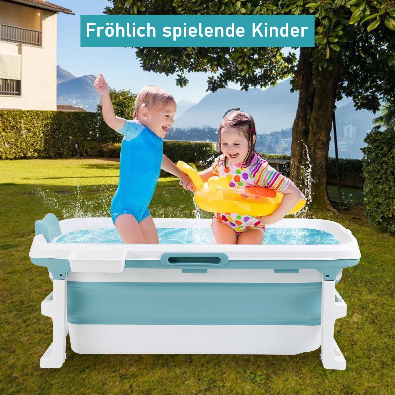 Sonnewelt Faltbare Badewanne mit Abdeckung