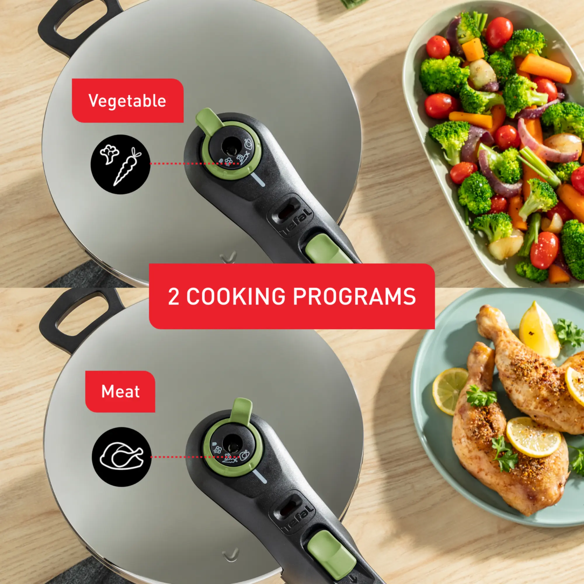 Tefal Secure Trendy inductiegeschikte snelkookpan van roestvrij staal, 8L