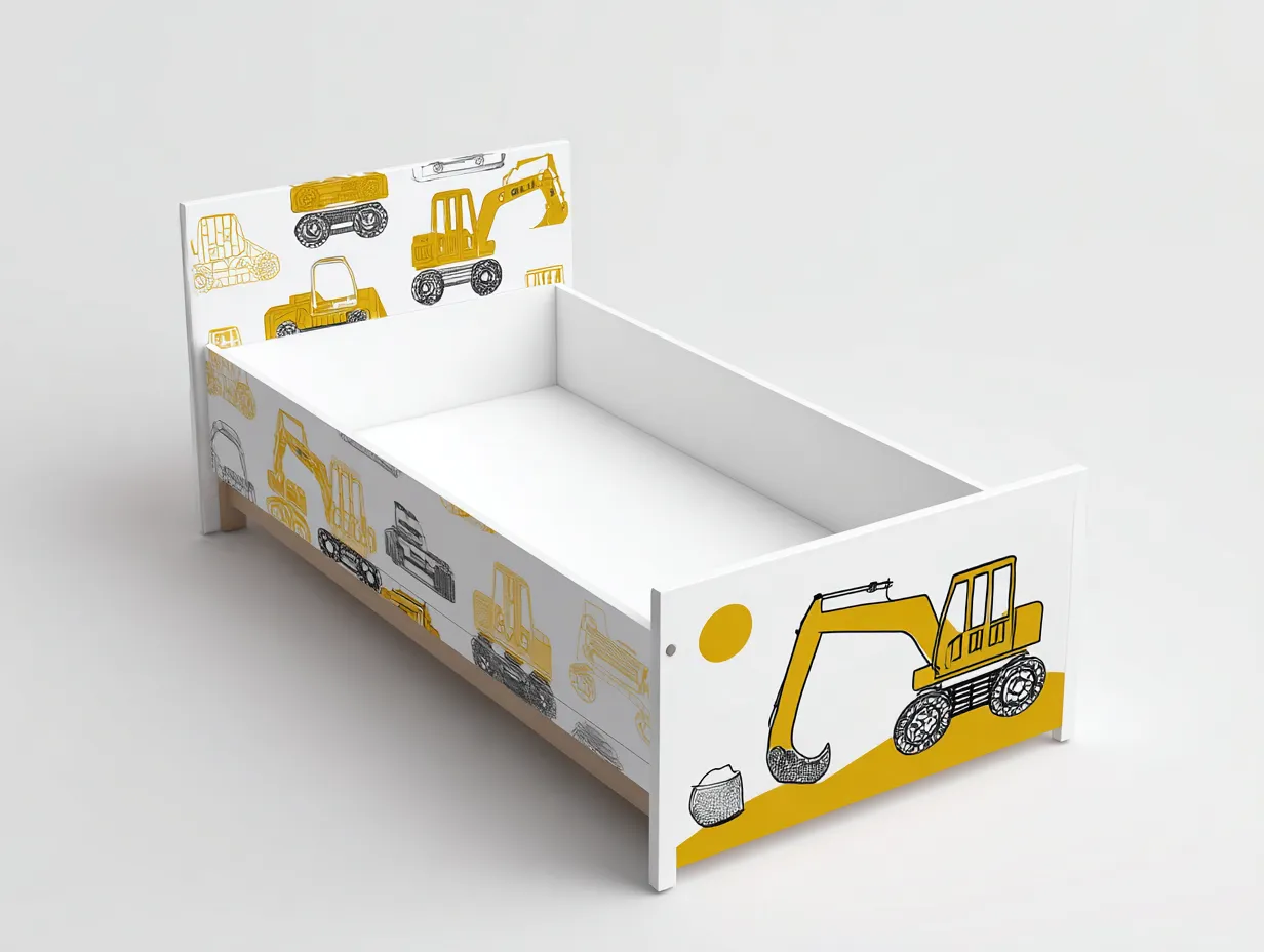 Einzelbett - Holzwerkstoff - 203x94x86 cm - Weiß-Gelb - Modernes Kinderdesign