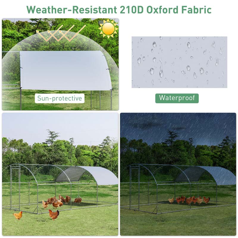 19 Ft Large Metal Chicken Coop Walk In Dome Poultry Cage Hen Run House Rabbits Habitat Cage With Cover - Waterproof Protective Cover